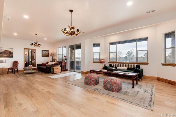 Chandelier, Interior, Living room, Recessed Lighting, Wood Texture Flooring