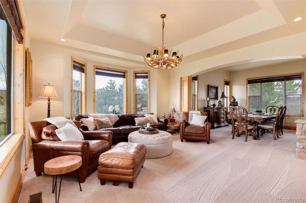 Chandelier, Dining room, Interior, Living room, Recessed Lighting