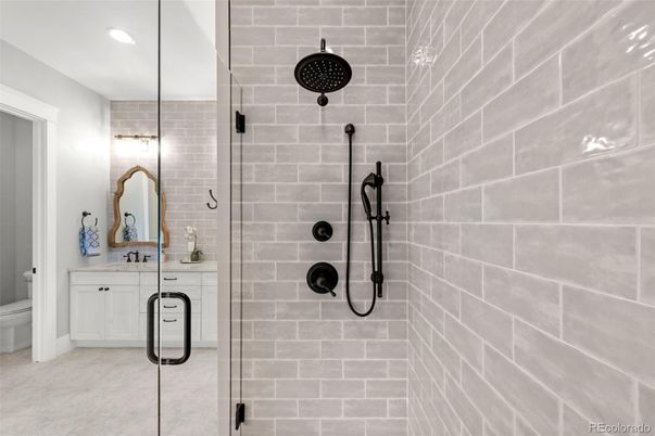 Bathroom, Glass Shower, Interior, Recessed Lighting