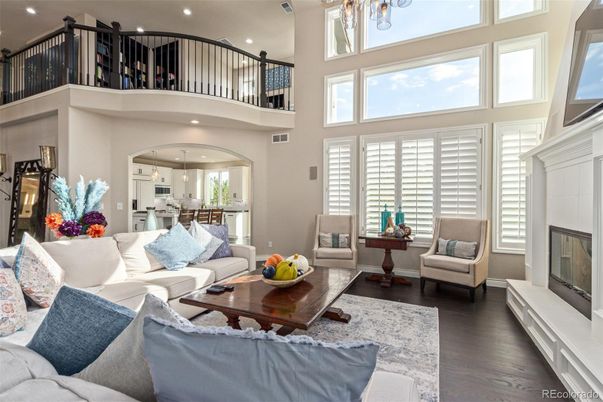 Fireplace, Interior, Kitchen, Living room, Recessed Lighting, Wood Texture Flooring