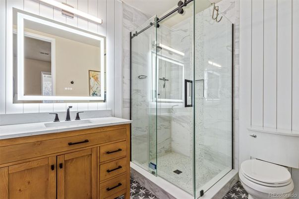Bathroom, Glass Shower, Interior, Marble Walls