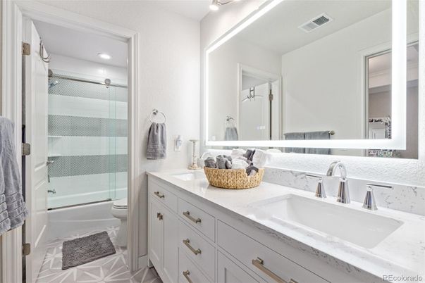 Bathroom, Dual Sink Vanities, Glass Shower, Interior, Recessed Lighting