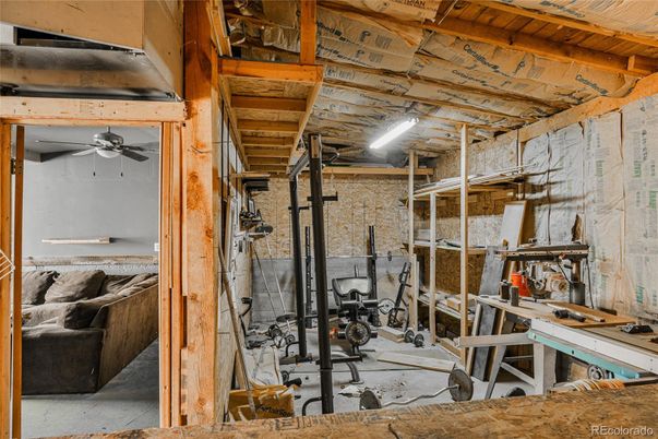 Fitness Equipment, Interior, Stone Walls, Wooden Beams