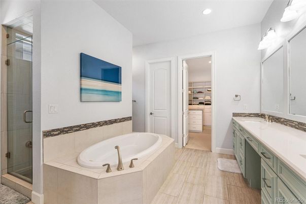 Bathroom, Dual Sink Vanities, Glass Shower, Interior, Recessed Lighting