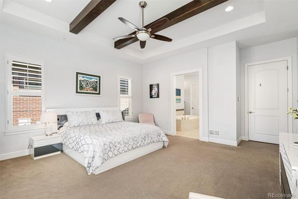 Bedroom, Interior, Recessed Lighting, Wooden Beams