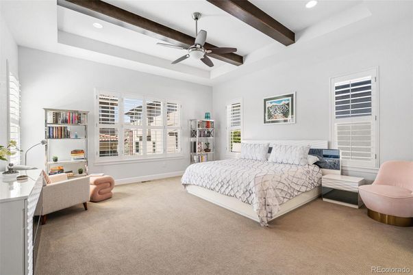 Bedroom, Interior, Recessed Lighting, Wooden Beams
