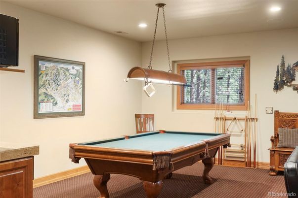 Billiard Table, Game Room, Interior, Pendant Lights, Recessed Lighting
