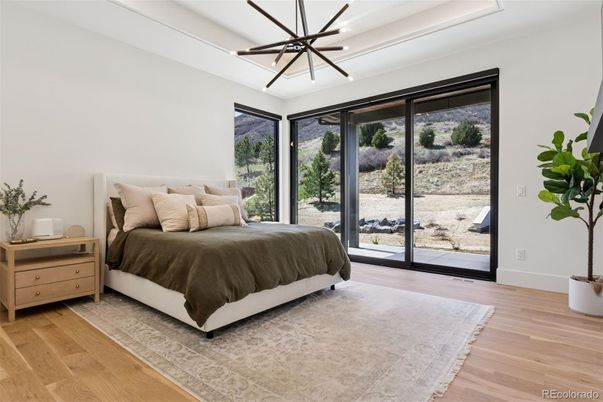 Bedroom, Interior, Pendant Lights, Wood Texture Flooring