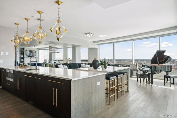 Interior, Kitchen, Pendant Lights, Piano, Wood Texture Flooring