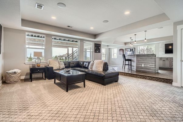 Interior, Living room, Pendant Lights, Recessed Lighting, Wood Texture Flooring