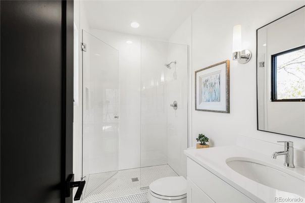 Bathroom, Glass Shower, Interior, Recessed Lighting