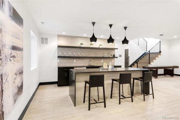 Interior, Kitchen, Pendant Lights, Recessed Lighting, Wood Texture Flooring
