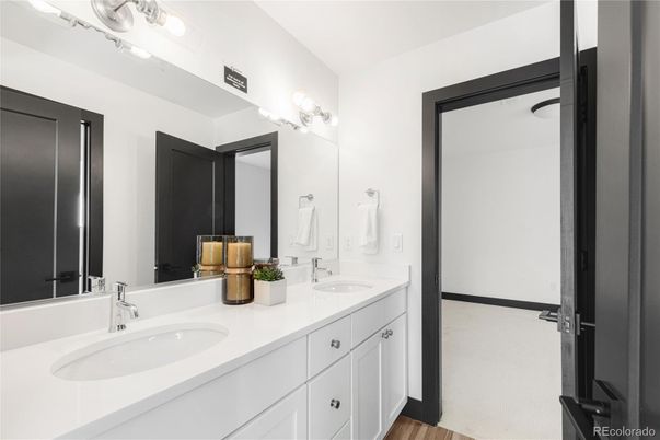 Bathroom, Dual Sink Vanities, Interior, Wood Texture Flooring