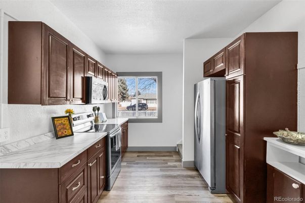 Interior, Kitchen, Stainless Steel Appliances, Wood Texture Flooring