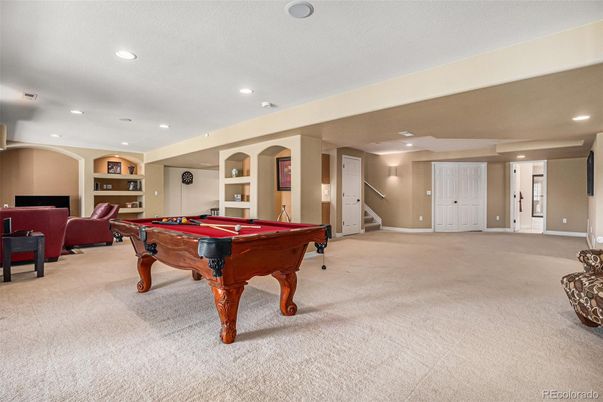 Billiard Table, Game Room, Interior, Recessed Lighting