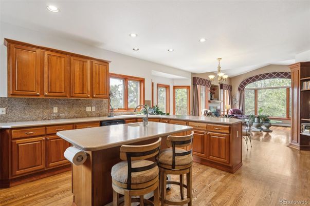 Chandelier, Interior, Kitchen, Recessed Lighting, Wood Texture Flooring