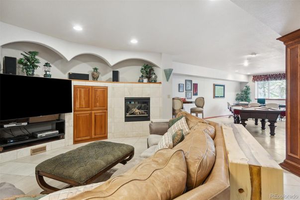 Billiard Table, Fireplace, Game Room, Interior, Living room, Recessed Lighting