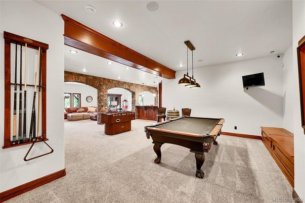 Billiard Table, Game Room, Interior, Pendant Lights, Recessed Lighting