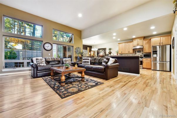 Interior, Kitchen, Living room, Recessed Lighting, Stainless Steel Appliances, Wood Texture Flooring