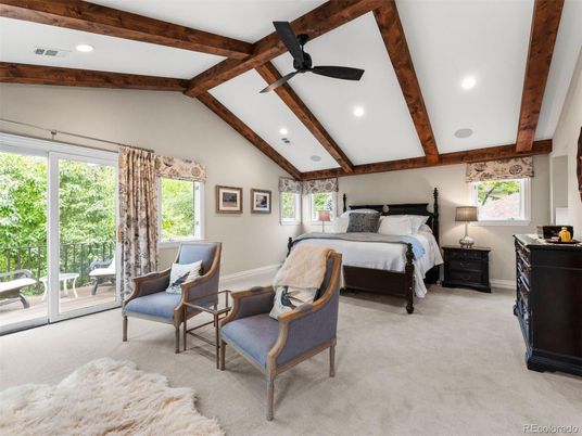 Bedroom, Interior, Recessed Lighting, Wooden Beams