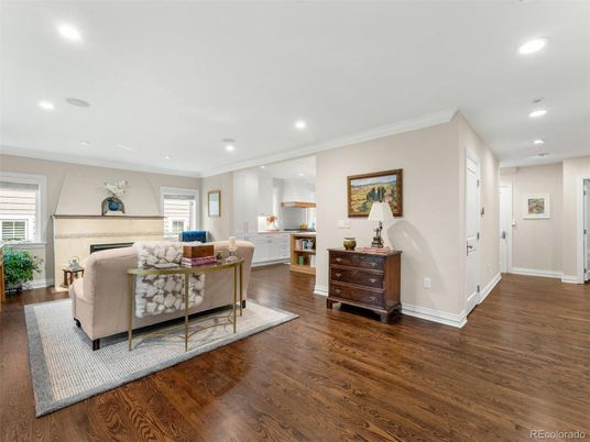 Interior, Kitchen, Living room, Recessed Lighting, Wood Texture Flooring