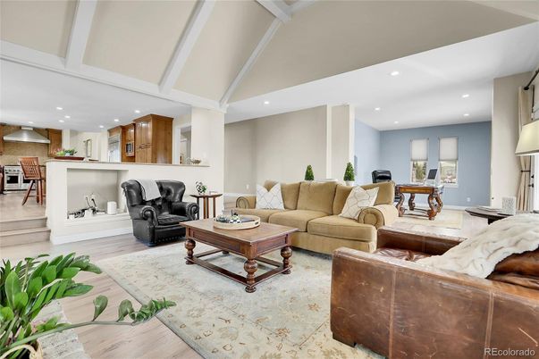 Interior, Kitchen, Living room, Recessed Lighting, Wood Texture Flooring