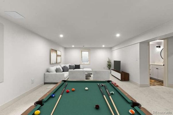 Billiard Table, Game Room, Interior, Living room, Recessed Lighting