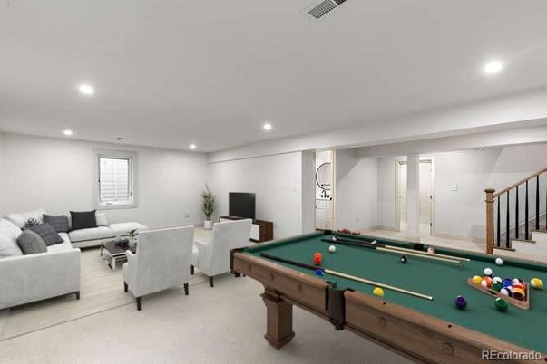 Billiard Table, Game Room, Interior, Living room, Recessed Lighting