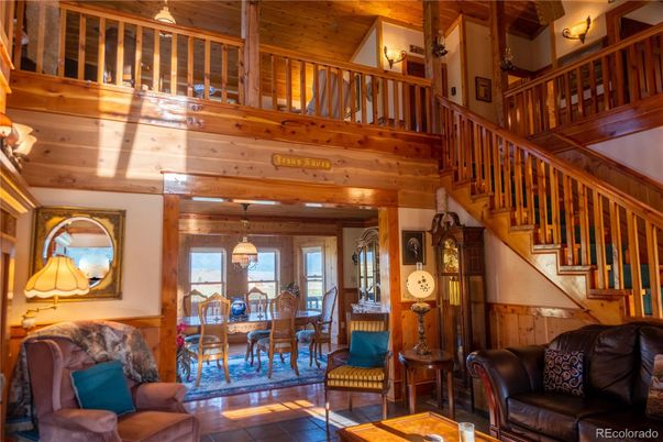 Dining room, Interior, Pendant Lights, Wooden Beams, Wooden Ceilings, Wood Texture Flooring, Wooden Walls