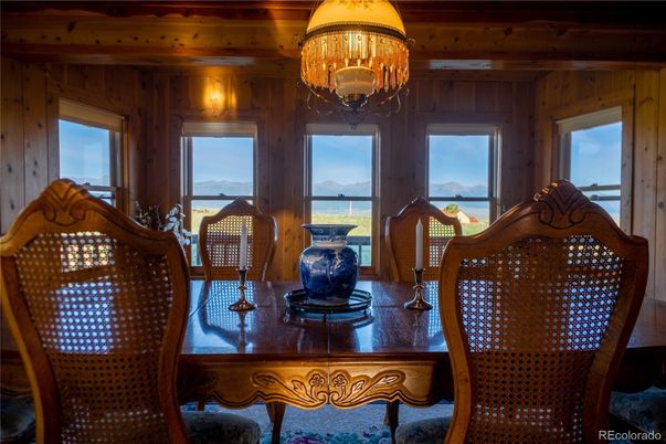 Chandelier, Dining room, Interior, Wooden Walls