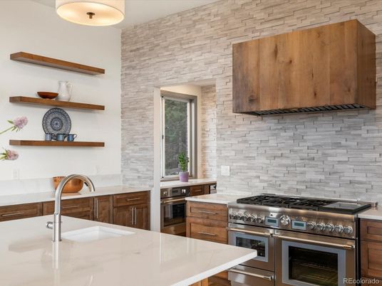 Interior, Kitchen, Stainless Steel Appliances, Stone Walls