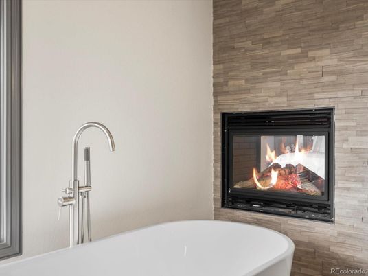 Bathroom, Fireplace, Free Standing Baths, Interior, Wooden Walls