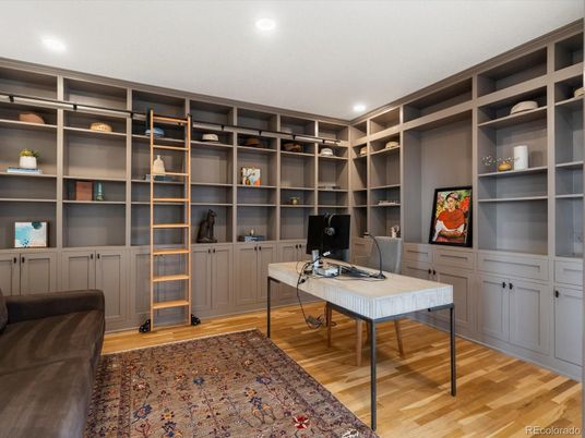 Home Office, Interior, Recessed Lighting, Wood Texture Flooring