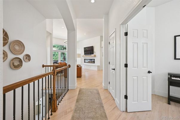 Fireplace, Interior, Recessed Lighting, Wood Texture Flooring