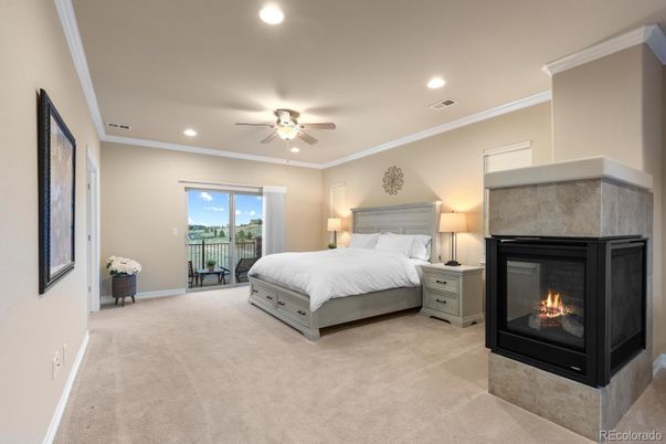 Bedroom, Fireplace, Interior, Recessed Lighting