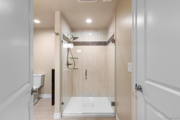 Bathroom, Glass Shower, Interior, Recessed Lighting