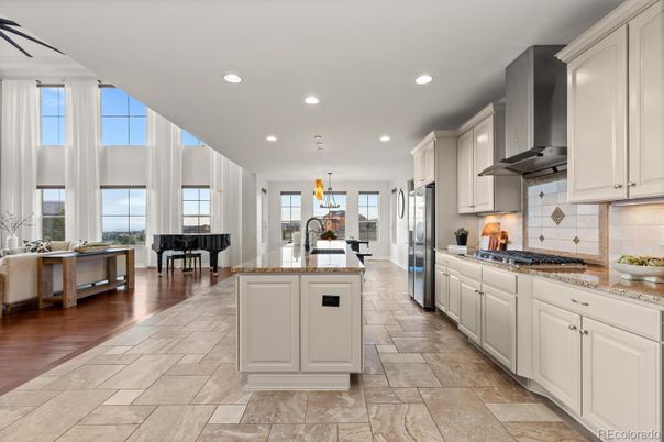 Interior, Kitchen, Living room, Pendant Lights, Recessed Lighting, Wood Texture Flooring