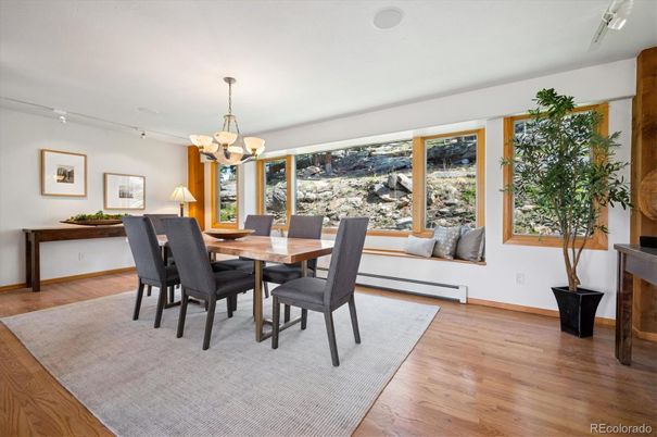 Chandelier, Dining room, Interior, Wood Texture Flooring