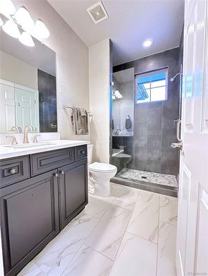 Bathroom, Glass Shower, Interior, Marble, Recessed Lighting