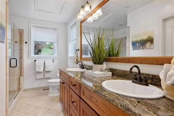 Bathroom, Dual Sink Vanities, Glass Shower, Interior