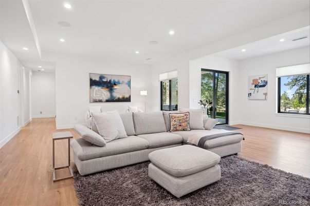 Interior, Living room, Recessed Lighting, Wood Texture Flooring