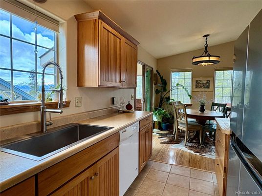 Dining room, Interior, Kitchen, Pendant Lights, Wood Texture Flooring