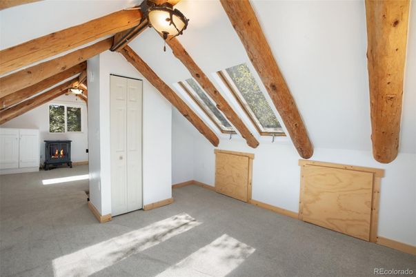 Empty room, Fireplace, Interior, Wooden Beams