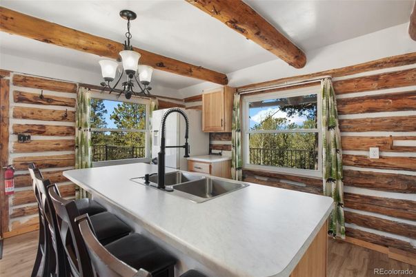 Chandelier, Dining room, Interior, Kitchen, Wooden Beams, Wood Texture Flooring, Wooden Walls