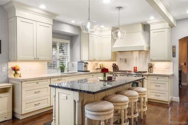 Interior, Kitchen, Pendant Lights, Recessed Lighting, Wood Texture Flooring