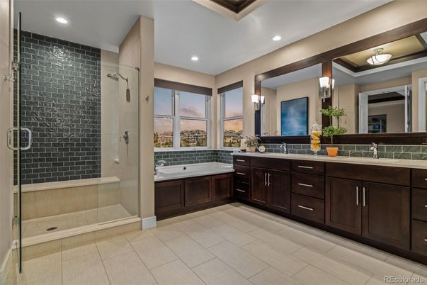 Bathroom, Dual Sink Vanities, Glass Shower, Interior, Recessed Lighting