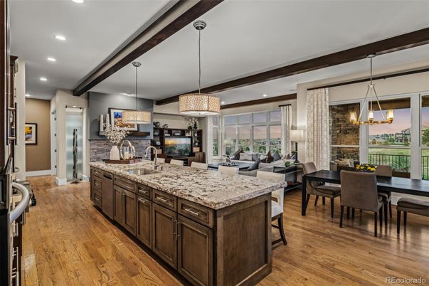 Dining room, Interior, Kitchen, Living room, Pendant Lights, Recessed Lighting, Wood Texture Flooring