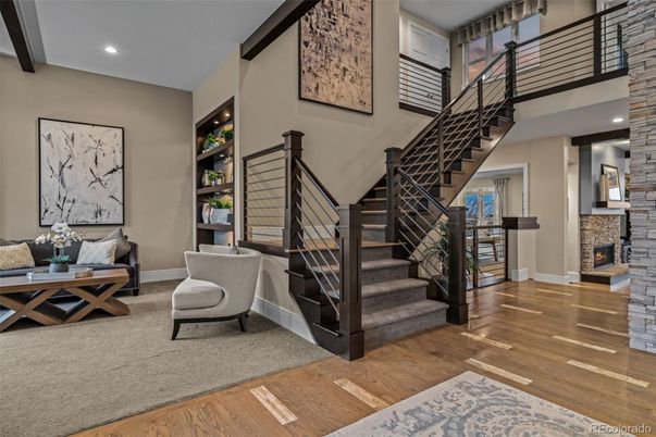 Fireplace, Interior, Recessed Lighting, Wood Texture Flooring