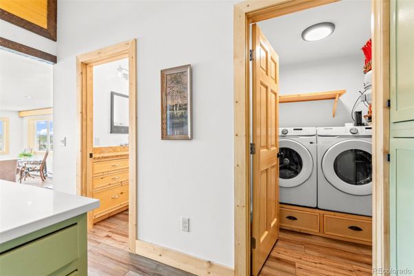 Interior, Washer, Wood Texture Flooring