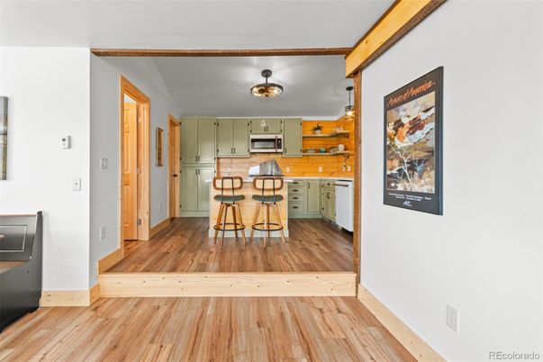 Interior, Kitchen, Stainless Steel Appliances, Wood Texture Flooring